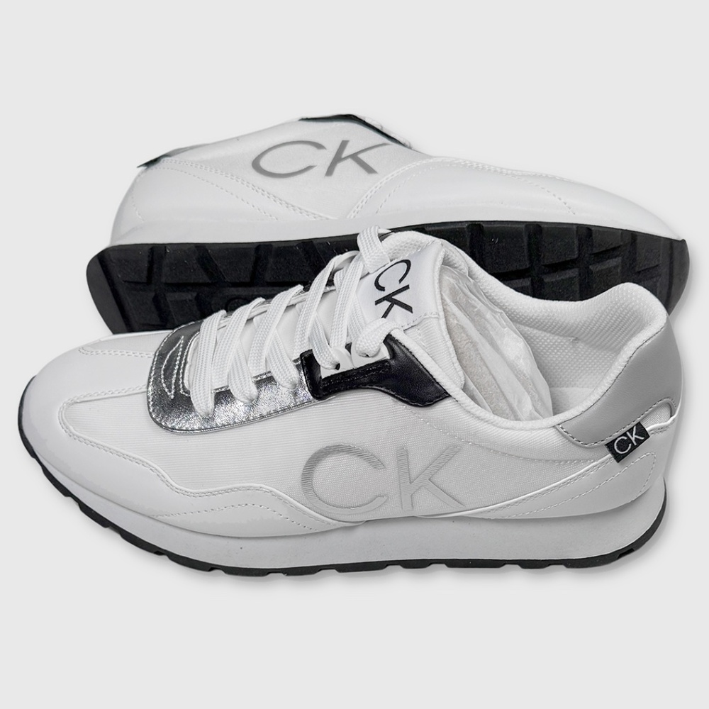 Calvin Klein White Silver Black Athletic Sneakers